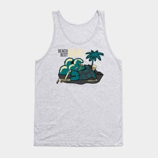 Skeleton on a vacation aloha Hawaiian outfit Tank Top